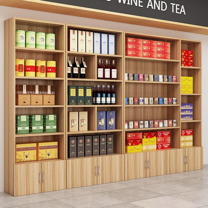 茶叶店货架展示架烟酒展柜多功能柜台多层货柜理发店产品陈列柜