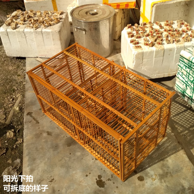 新款大号画眉鸟组装可拆折叠攻笼打架斗鸟笼比赛公笼竹制大号洗澡