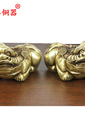 宇卓铜器 纯铜貔貅黄铜貔貅工艺品摆件皮丘一对瑞兽开业礼品