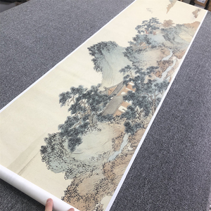 清 溥儒 山水图名家工笔山水风景建筑长卷画高清微喷复制学习临摹