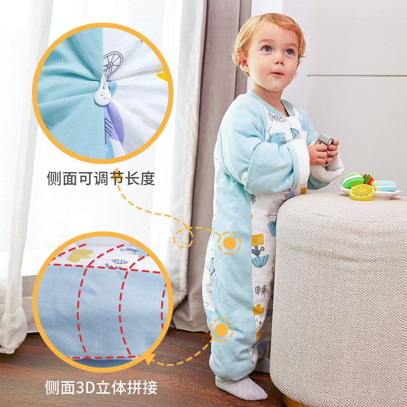 中大童睡袋春秋夏季夏天薄款儿童纱布分腿小学生竹棉女宝宝空调房