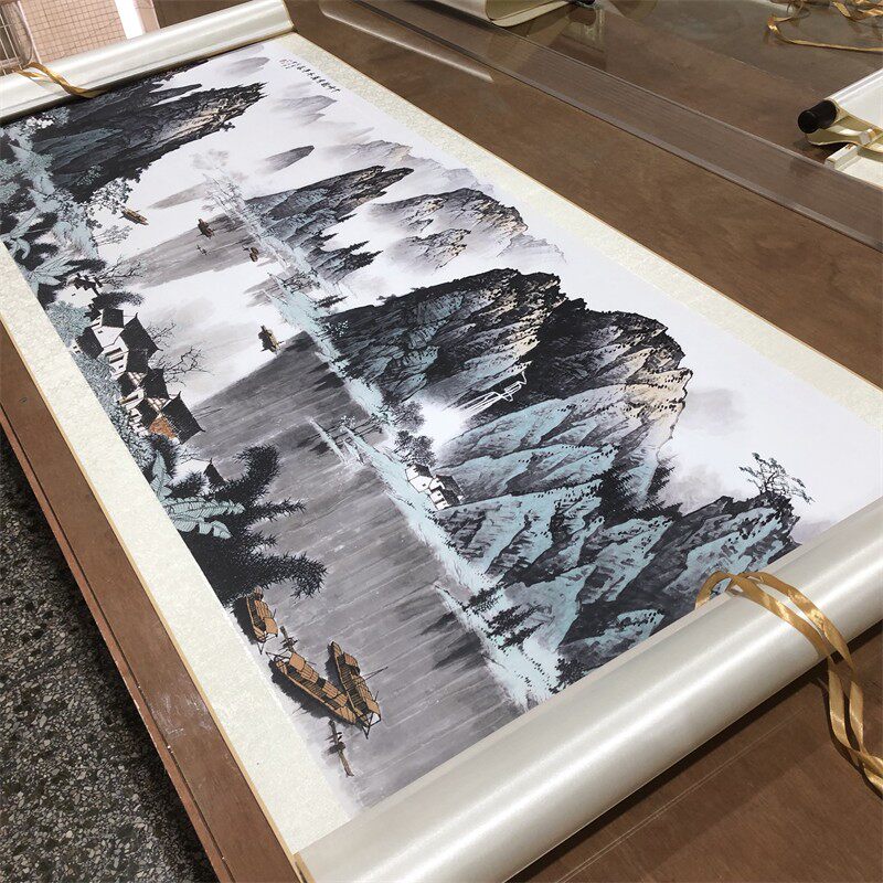 白雪石 千峰竞秀 高清微喷复制桂林山水国画客厅办公室新中式挂画