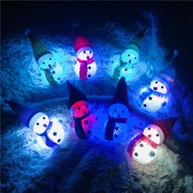 发光圣诞七彩水晶雪人娃娃圣诞节装饰品幼儿园小朋友活动奖品礼物