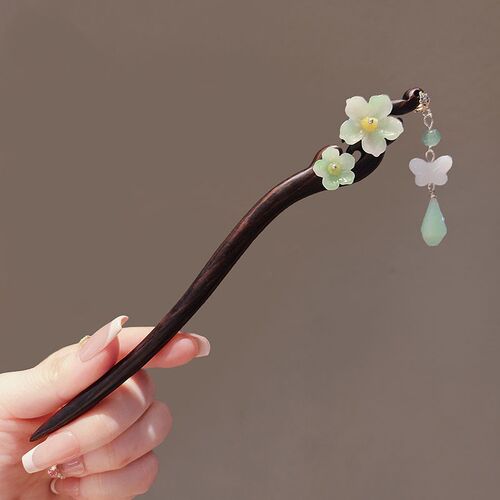 耳边轻语!花朵发簪!新中式仙女高级感盘发汉服头饰木簪发钗簪子