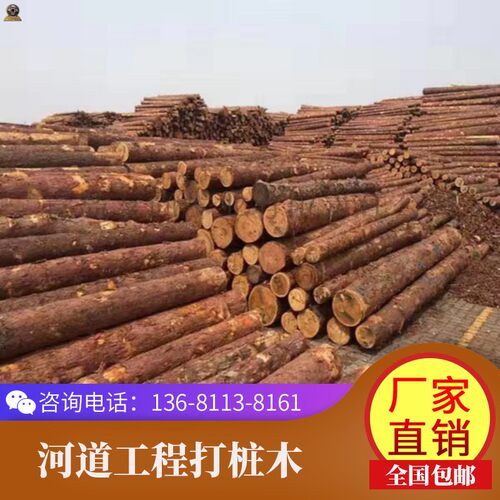 落叶松原木桩河道防汛6米打桩木土建米基7米桩木绿化景观4地原木