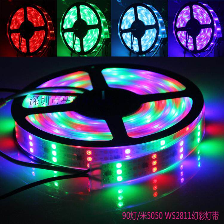 全 2811智能控制12V5050RGB 90灯/MS幻彩灯条W彩LED防水彩色灯带