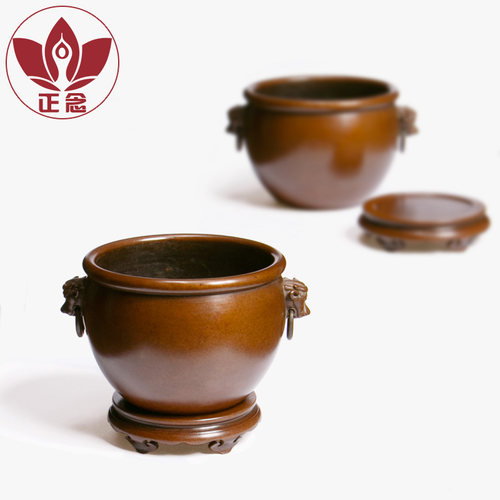 庆松堂苏工铜炉名家胡庆松古双耳龙缸套炉复制紫意炉禅铜摆件熏香