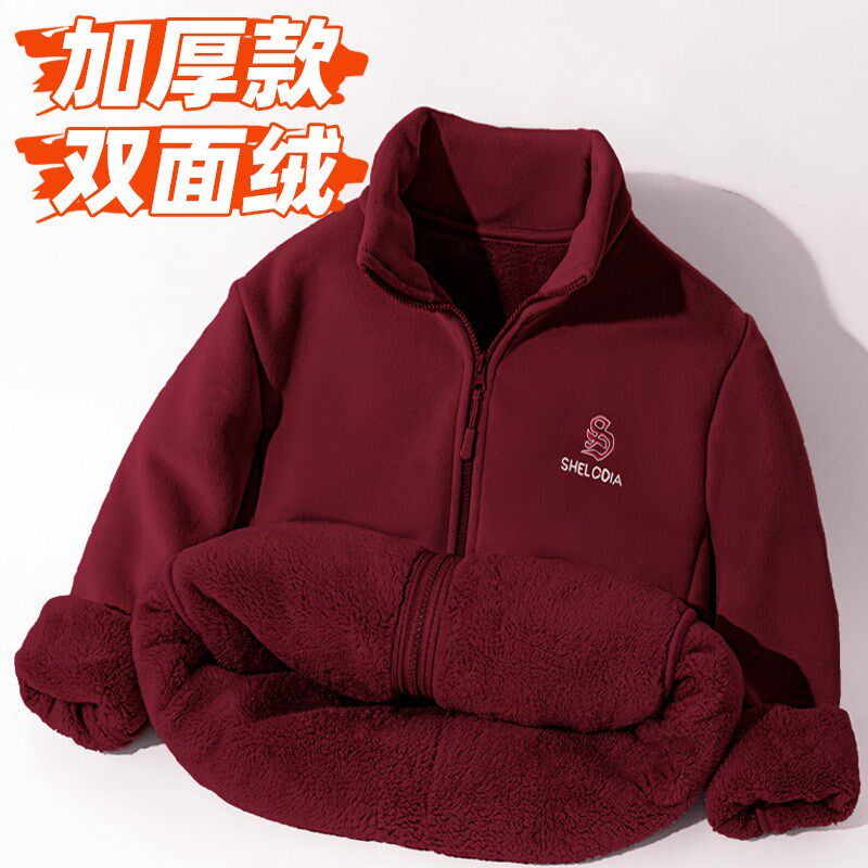 超厚抓绒衣女加绒衣厚秋冬季大码中老年宽松卫加妈绒装摇粒妈外套