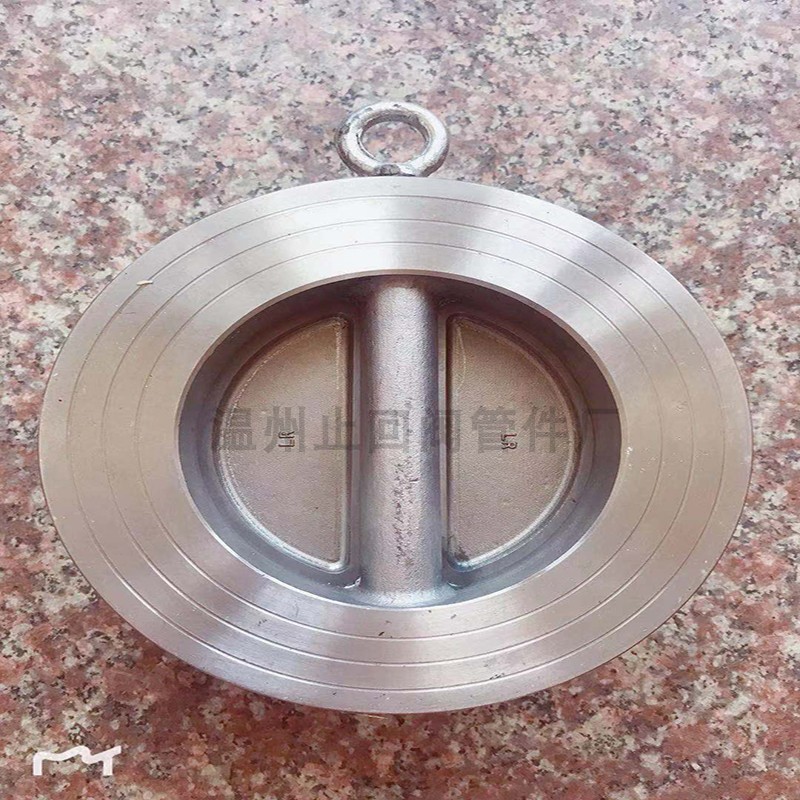 304不锈钢对夹式止回阀蝶式水管单向阀双瓣蝶形带弹簧逆止阀H76W