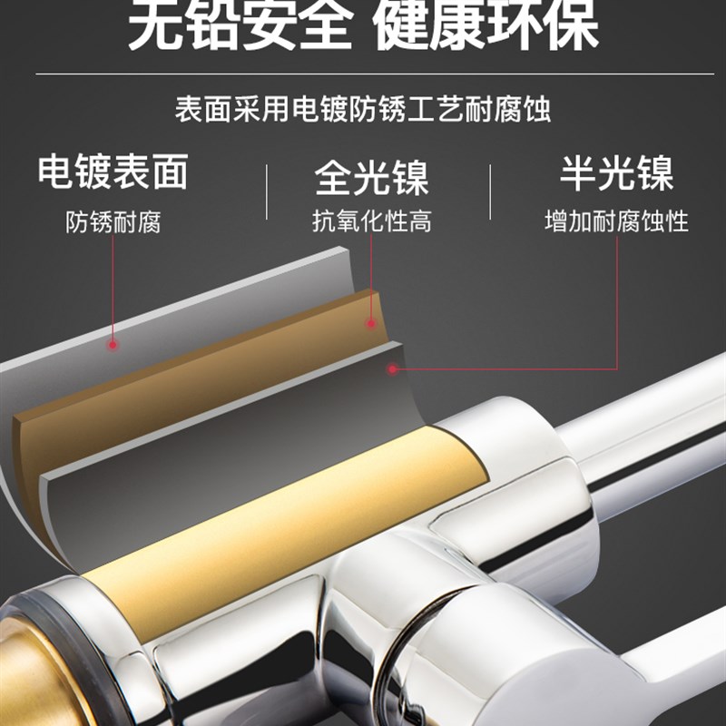 洗菜盆水龙头防溅冷热全铜家用厨房旋转水槽淘菜洗碗池洗衣台单冷