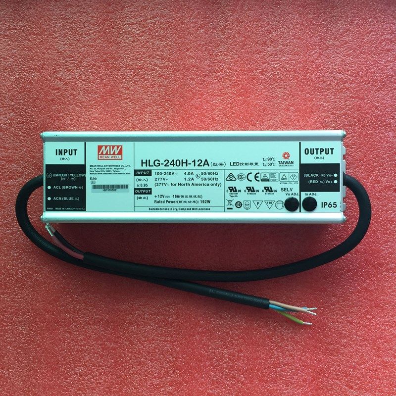 台湾明纬 HLG-240H-12A 240W12V16A防水PFC恒流可调LED电源 全新