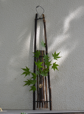 日式花器花插  壁挂式竹筒花架 花道茶室墙面挂饰 竹编竹制花入筒