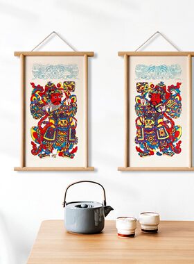 水墨宣言门神年画挂画新年装饰画新中式民俗吉祥画入户门墙饰挂件