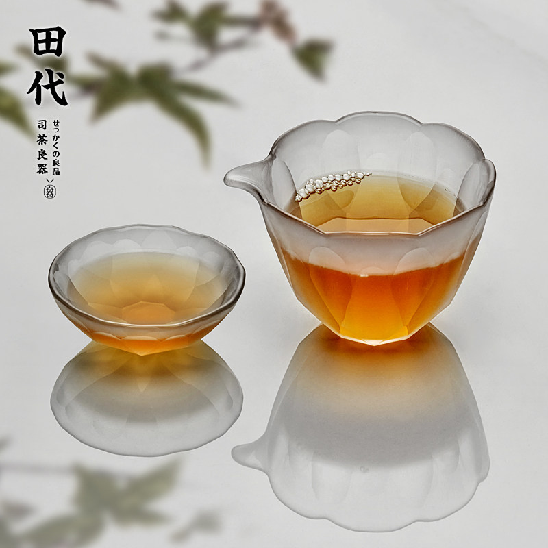 日式切子玻璃公道杯 纯手工耐热高档分茶器茶道茶海一体特色公杯