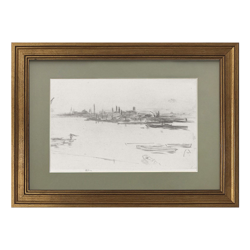 美式卡纸玻璃画艺术装饰画卧室床头建筑挂画复古黑白风景墙上壁画