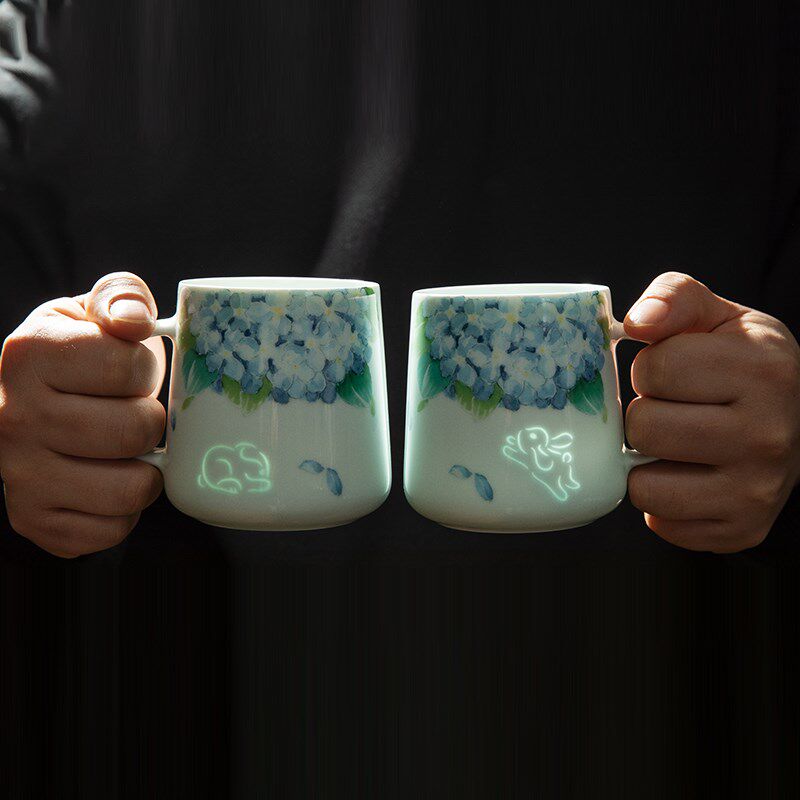 情侣对杯陶瓷水杯女生高颜值可爱创意杯子带盖马克杯办公室咖啡杯