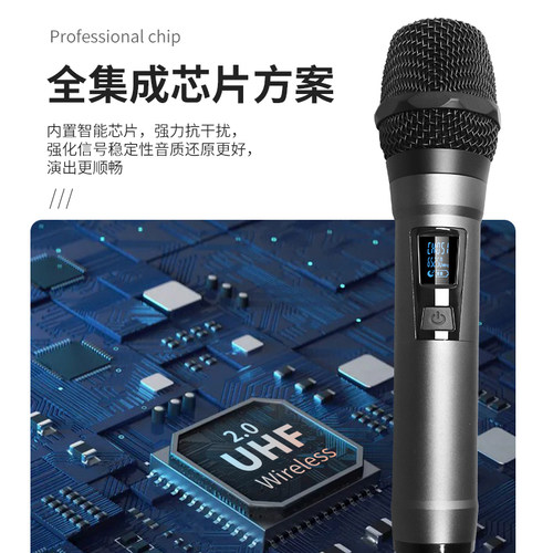 家用KTV专用无线话筒一拖二专业演出k歌真分集u段调频动圈麦克风