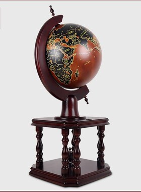 景裕泰 实木落地地球仪大摆件工艺品送学校毕业开业礼品纪念品