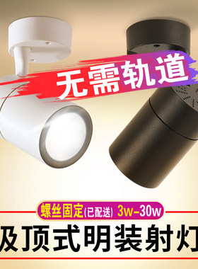 led明装射灯单个可调角度店铺商用带底座吸顶式轨道灯独立单独灯