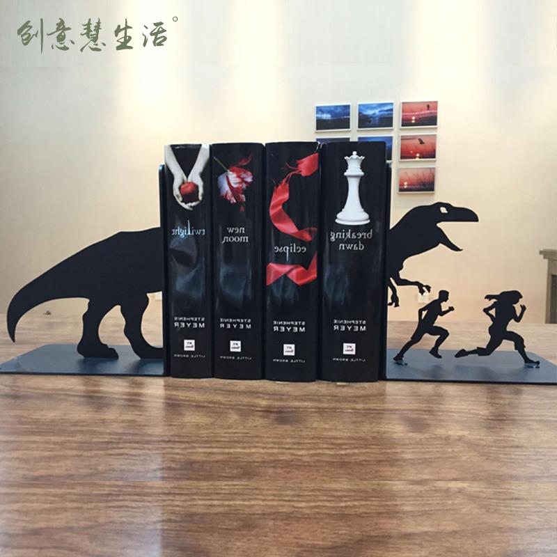 创意恐龙书立金属装饰桌面摆件北欧风书立北欧书立模型书挡板书靠