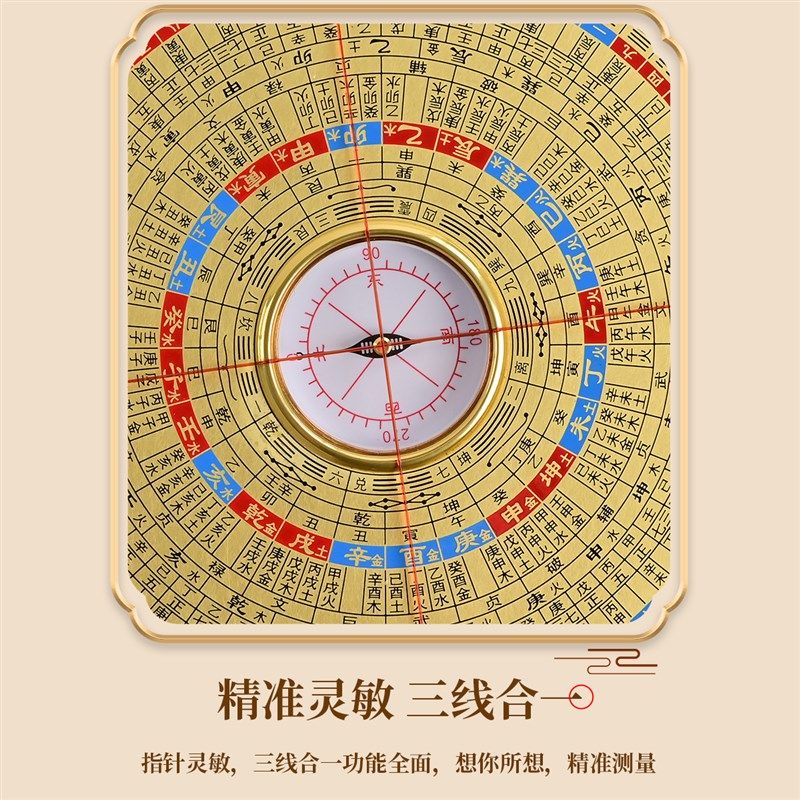八方八面激光万兴集福堂铝合金罗盘灵敏强磁天池专业三合综合罗盘