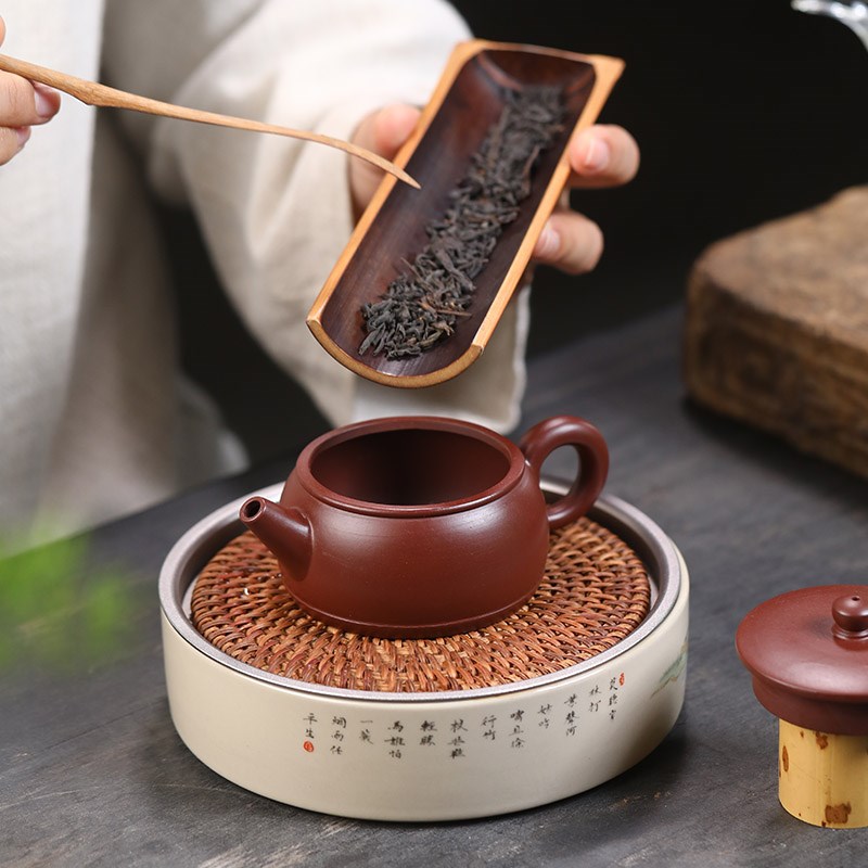 全纯手工紫砂壶正宗宜兴大口紫朱泥钟鼓壶家用泡茶壶茶具套装单壶
