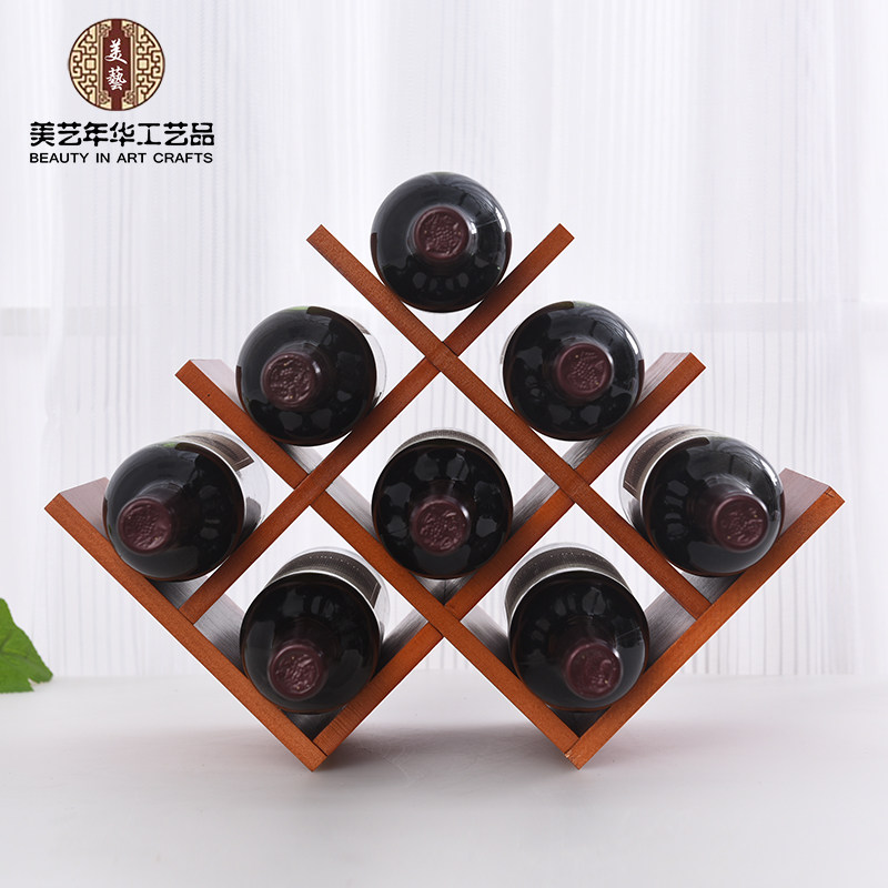 创意实木红酒架简约木质葡萄酒架酒柜摆件欧式家用红酒格子收纳架