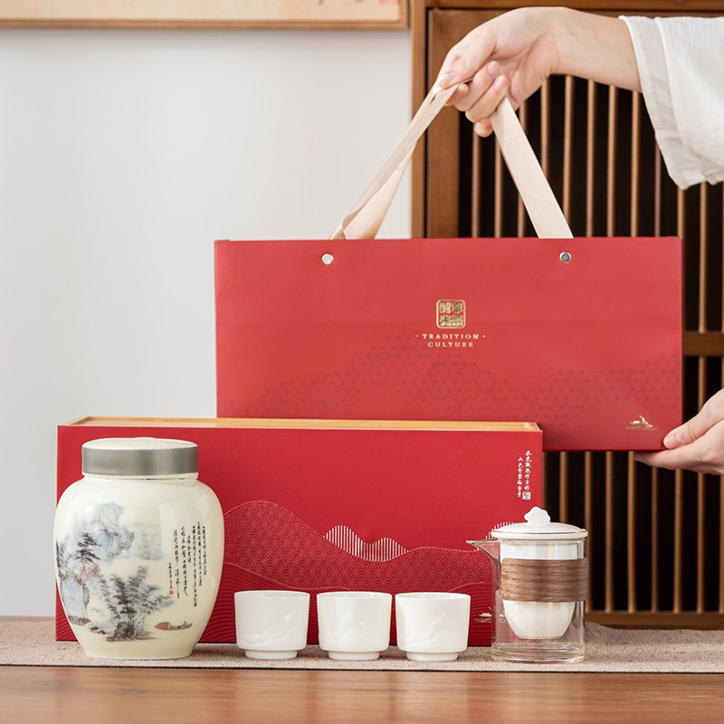 新款创意陶瓷罐茶具组合礼品茶叶包装盒空盒高档红茶绿茶白茶定制