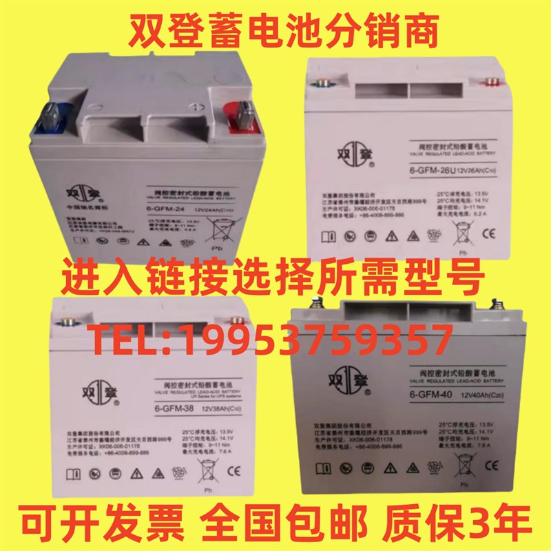双登蓄电池 6-GFM-38 12V7AH12AH24AH26AH38AH40AH65AH100AH 消防