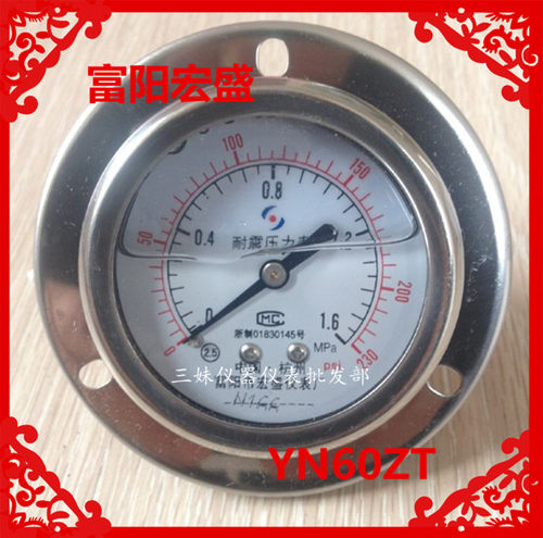 YN60ZT 1.6Mpa 轴向带边耐震压力表 面板压力表 油压表 液压表