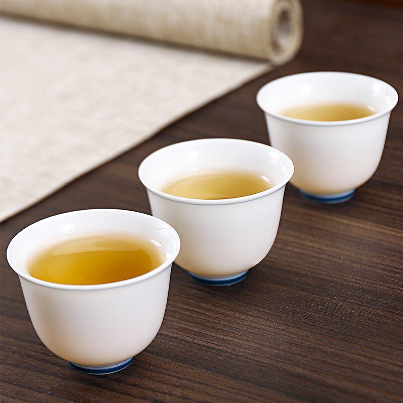 功夫茶杯 闻香杯6只装羊脂玉陶瓷办公室会议品茗杯手工泡茶美人杯