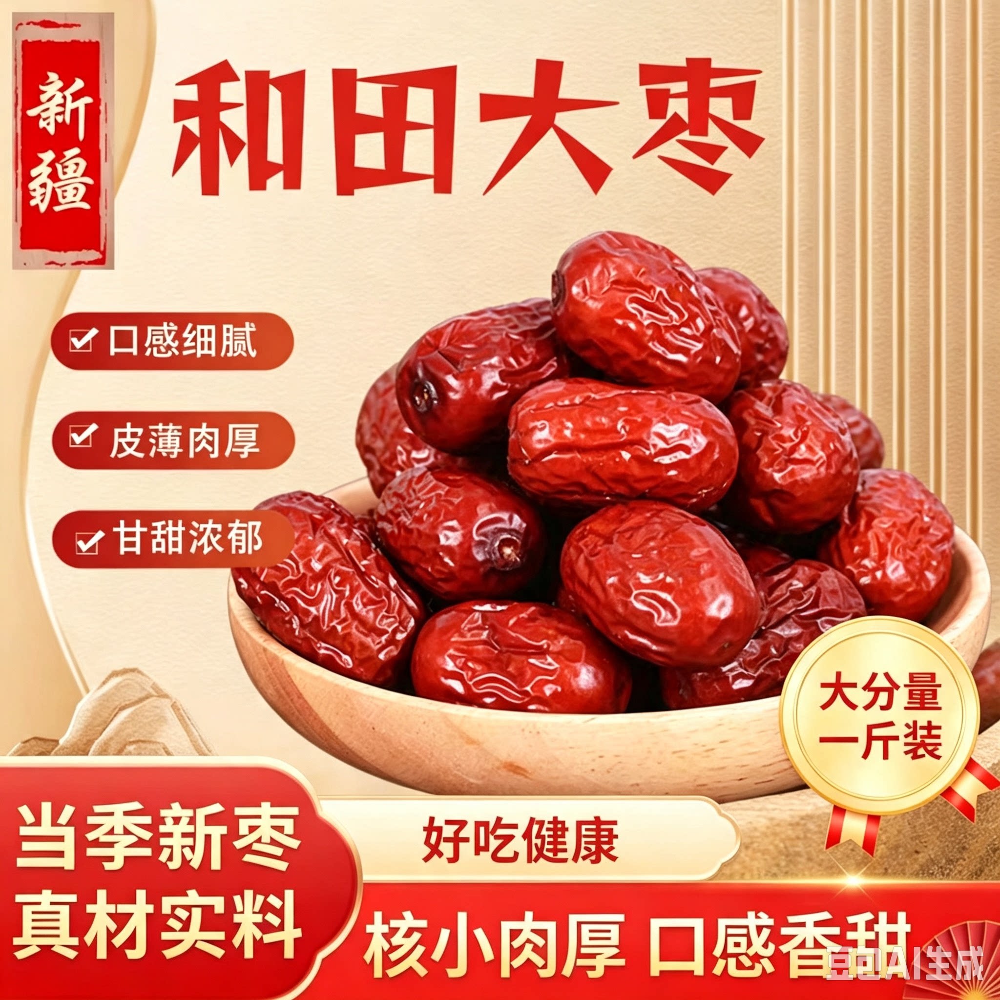 【拍一发三】当季新货阳光滋养自然甜润饱满红枣健康美味营养-JY
