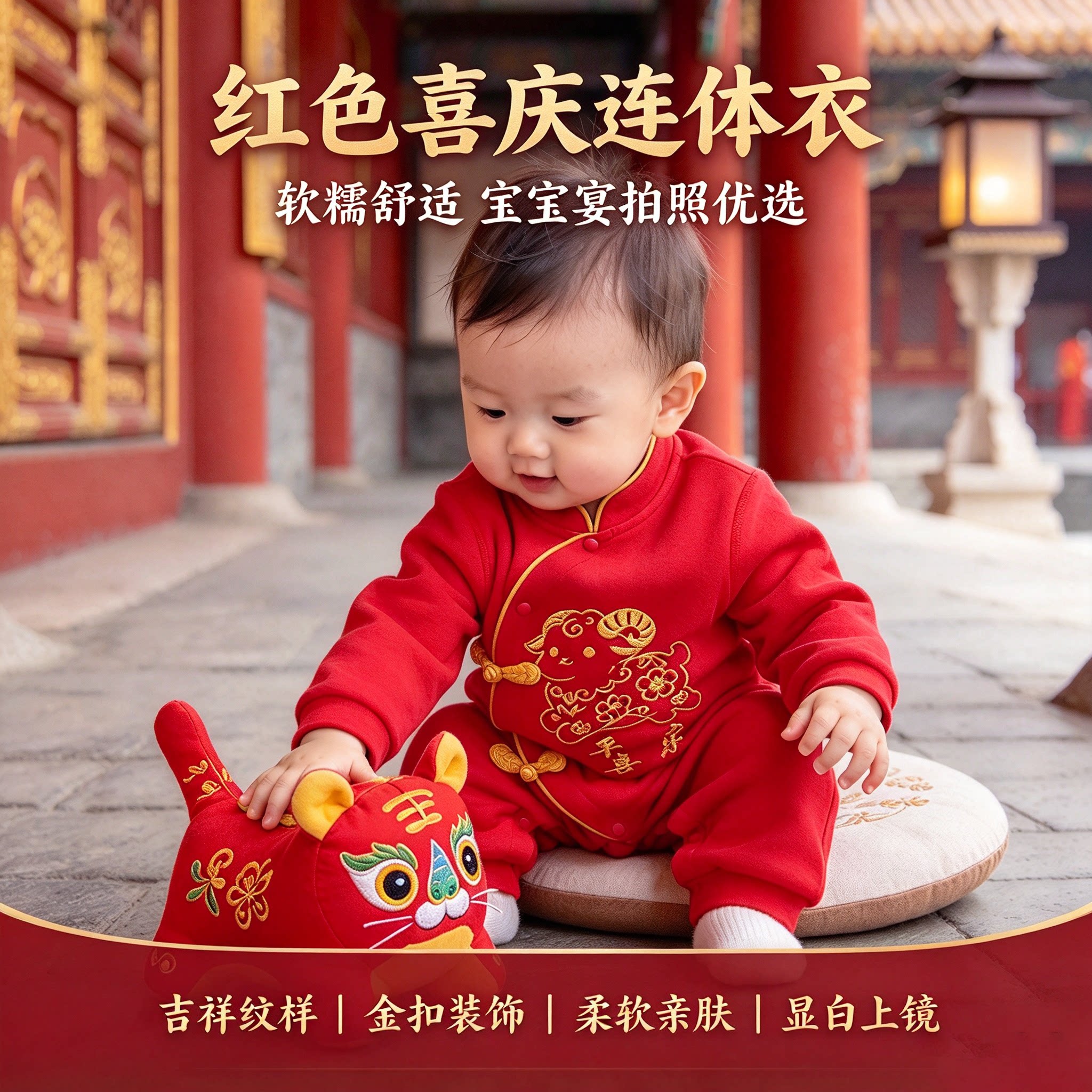 男女宝宝周岁宴百日满月宴中国风