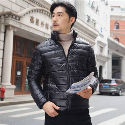 男士轻薄羽绒服时尚立领百搭白鸭绒冬季保暖外套大码短款休闲男装