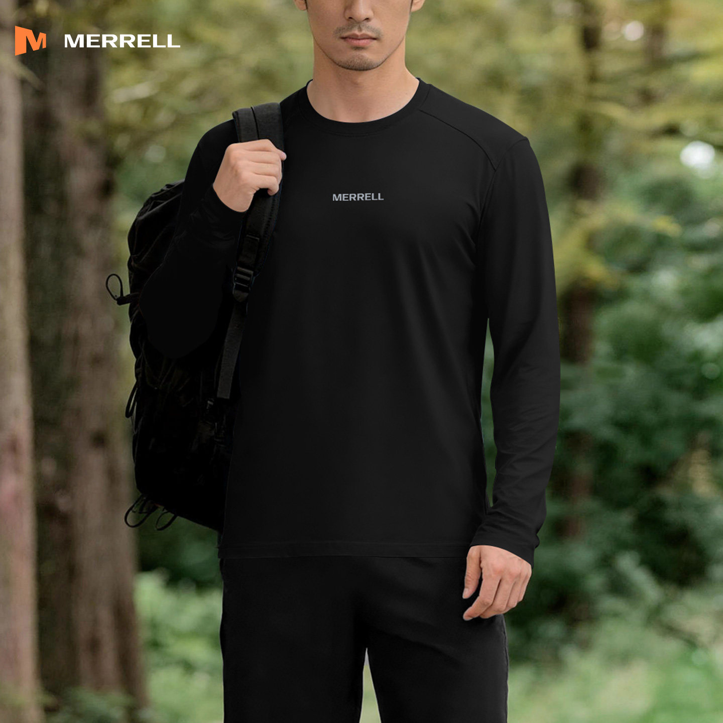 MERRELL迈乐户外速干衣男士新款运动休闲圆领t恤吸湿速干长袖男A