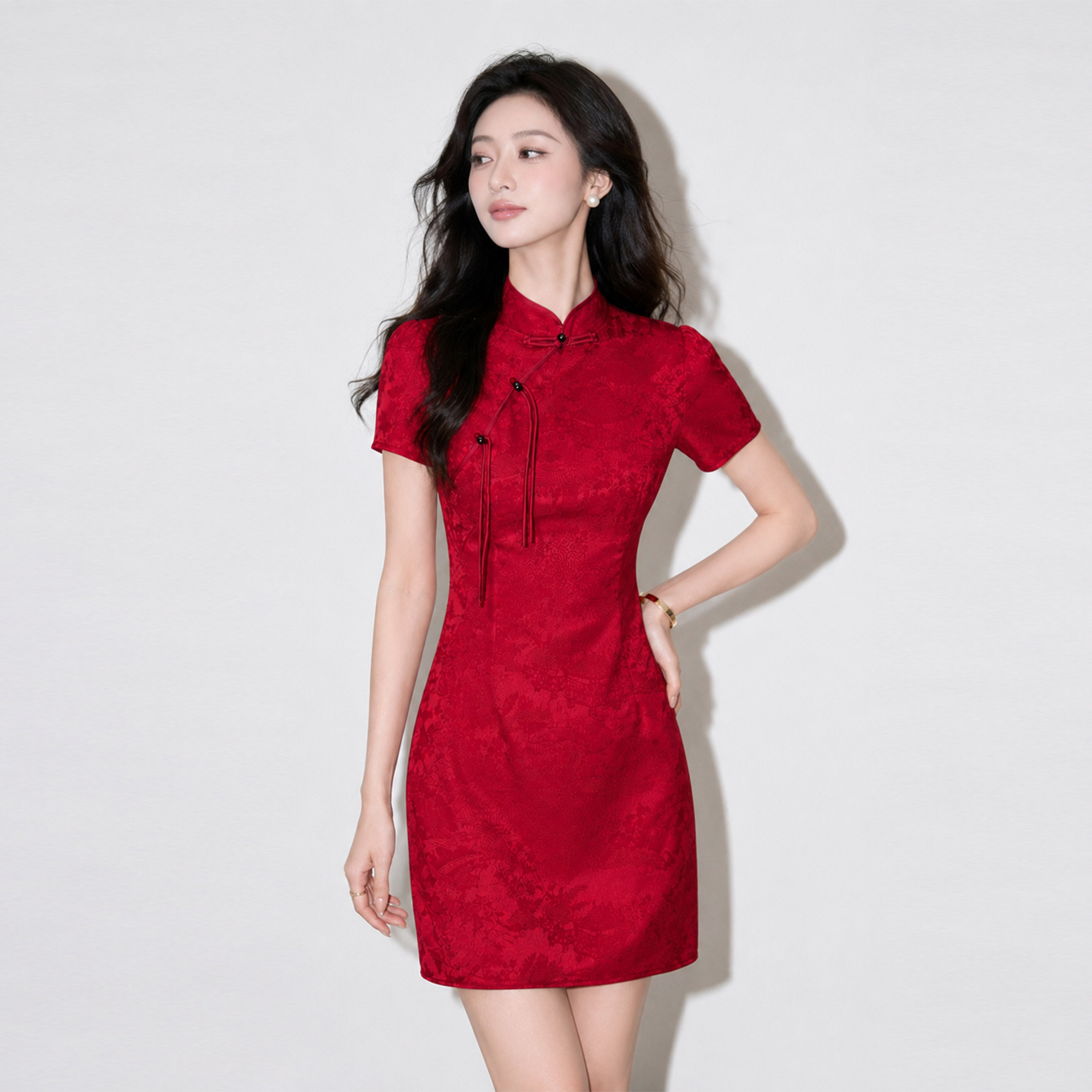 红色旗袍敬酒服夏季新款年轻款新娘结婚订婚回门连衣裙中式旗袍裙