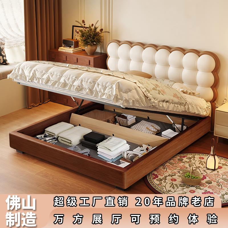 实木儿童床男孩女孩饼干床单人床网红公主床简约主卧室泡芙软包床