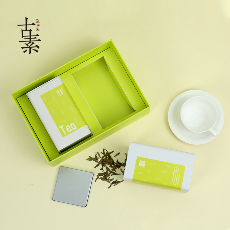 茶叶包装礼盒西湖绿空井前龙明茶盒装礼品盒红茶散茶铁罐包装盒纸 - 实物图