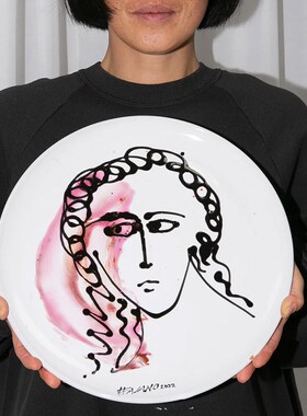 意大利盘asano盘子手计人物西餐摆盘艺术摆件瓷F画设绘感柜台装饰