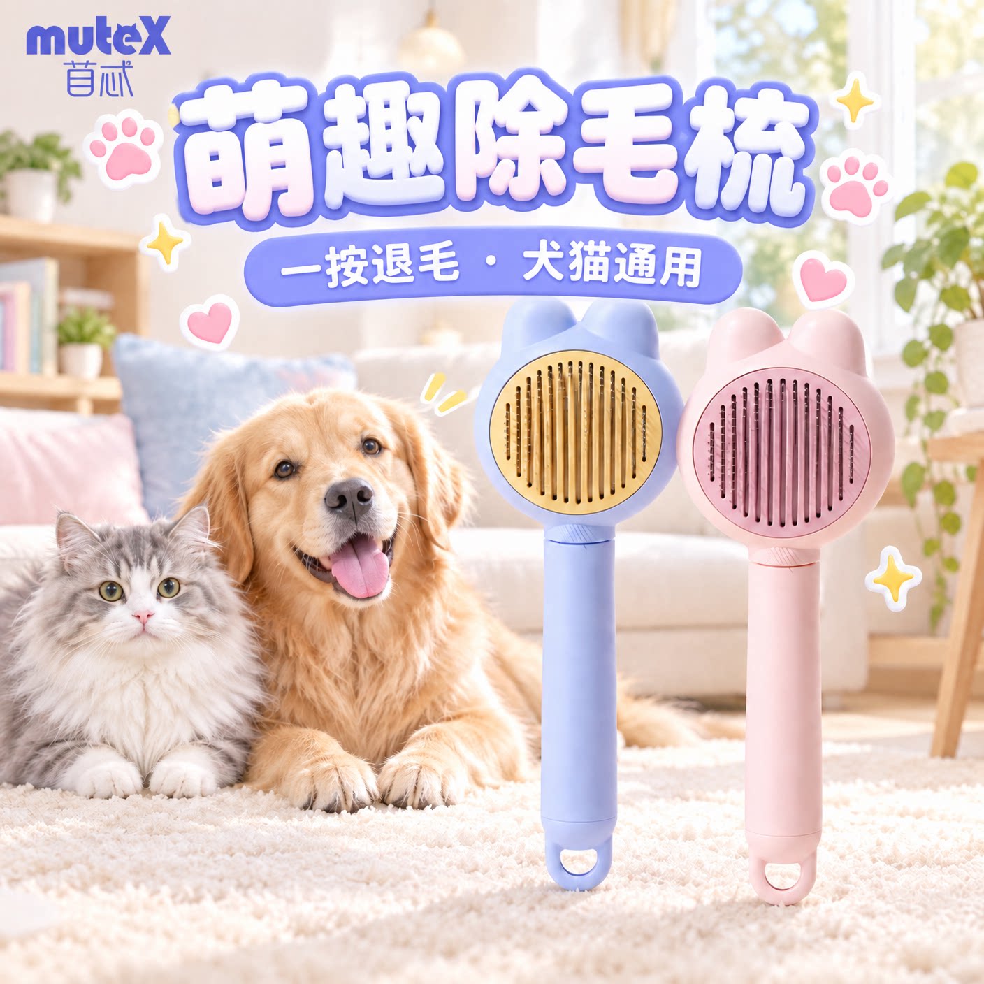 mutex宠物梳猫狗梳狗狗猫咪梳毛去浮毛底绒专用神器针梳开结梳
