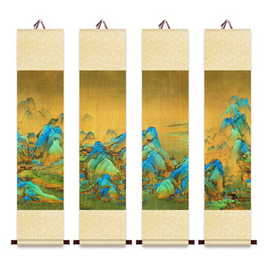 王希千国画孟里画山图卷轴挂画挂轴江茶室玄关会所中式古典装饰画