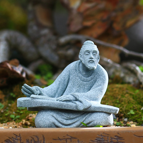 伯牙抚琴石景观仿微摆件可沉卉鱼缸造景花水盆景假山装饰茶桌摆设