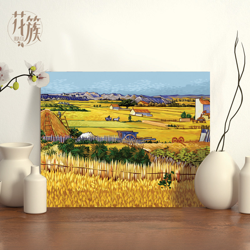 数字油画diy填充油彩挂涂定制填色画色解闷收工风景梵高丰手名画