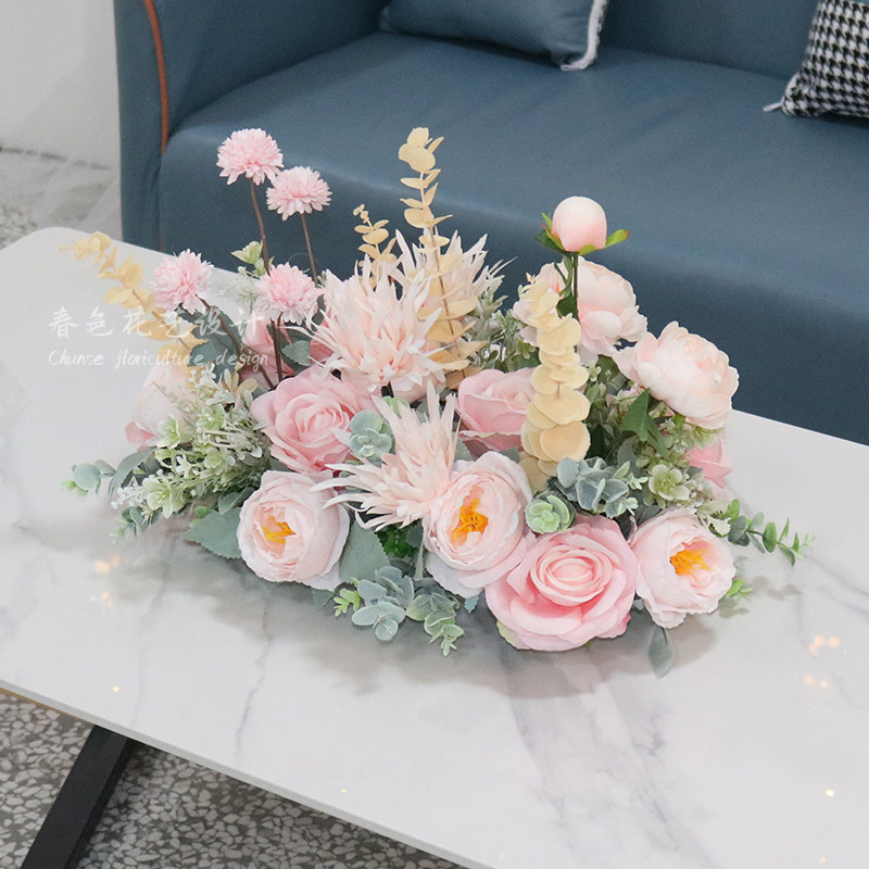 田园家饰件艺摆花桌花绢花假花仿真花客厅茶几装居餐桌花艺摆设