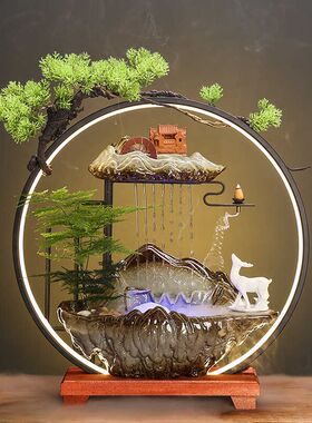 开业新居加湿器迁厅办公室乔客喷泉香用水倒流中式摆件家流]礼装