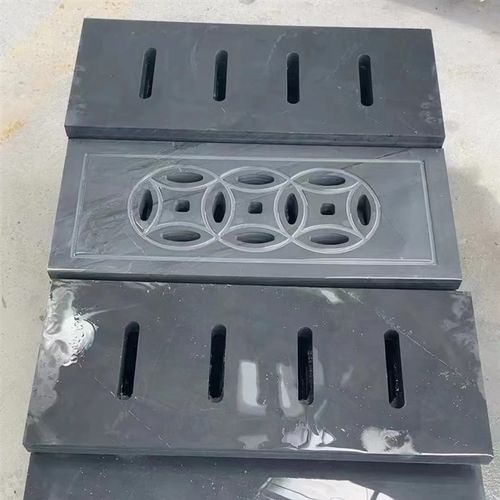 青石板沟盖板圆孔长石青石板铺沟下水道盖板防滑耐用复古天然孔板