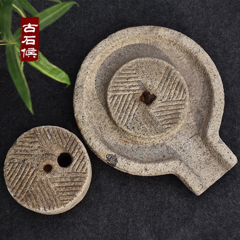 工品传统小石磨家用磨磨民间老石磨青石手精天然盘手推旧复古石磨