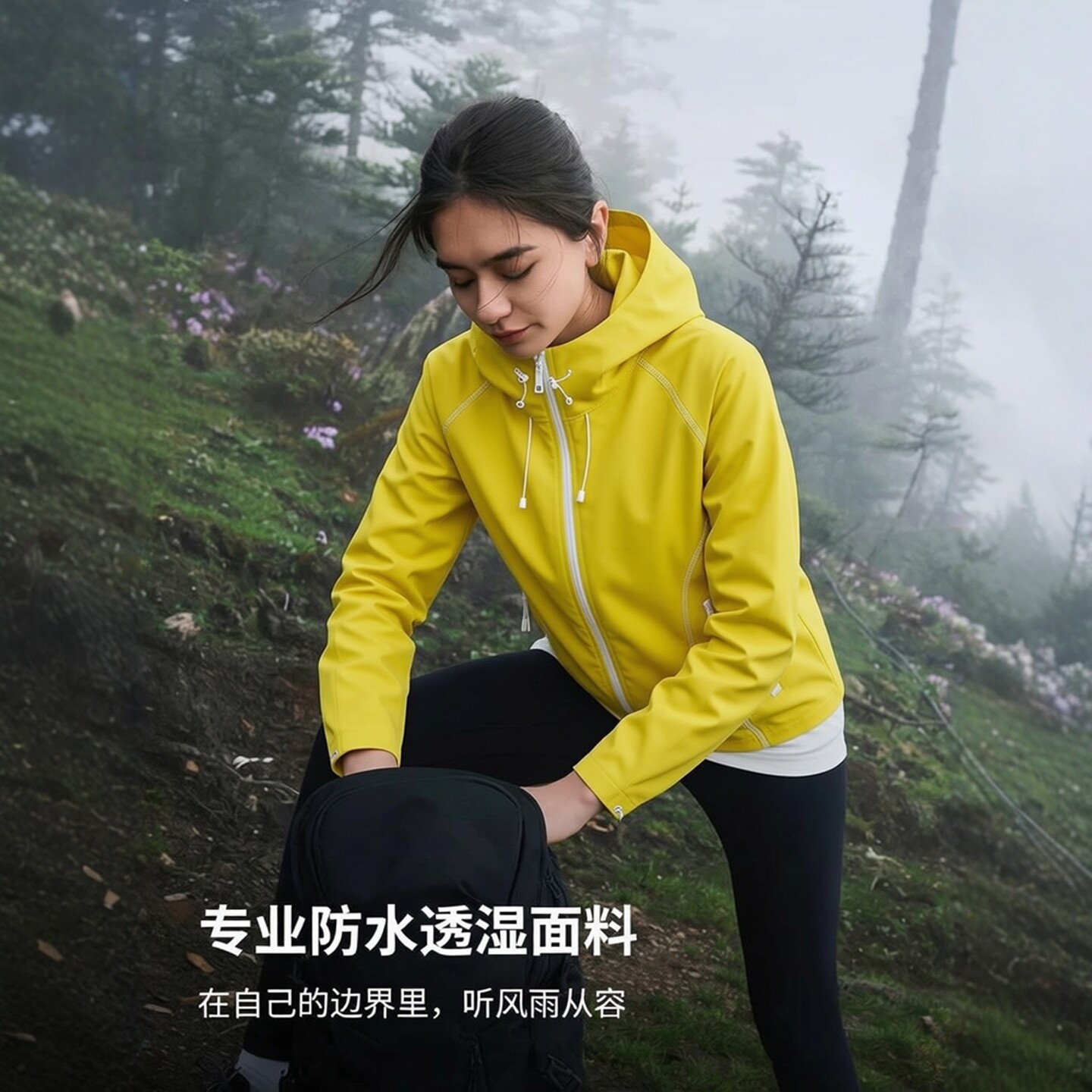 户外运动风连帽拉链夹克男女春秋防水透湿面料短款开衫外套