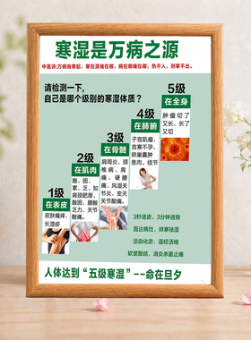 寒湿体质分级自测中医养生宣传养生馆小型实木摆台相框