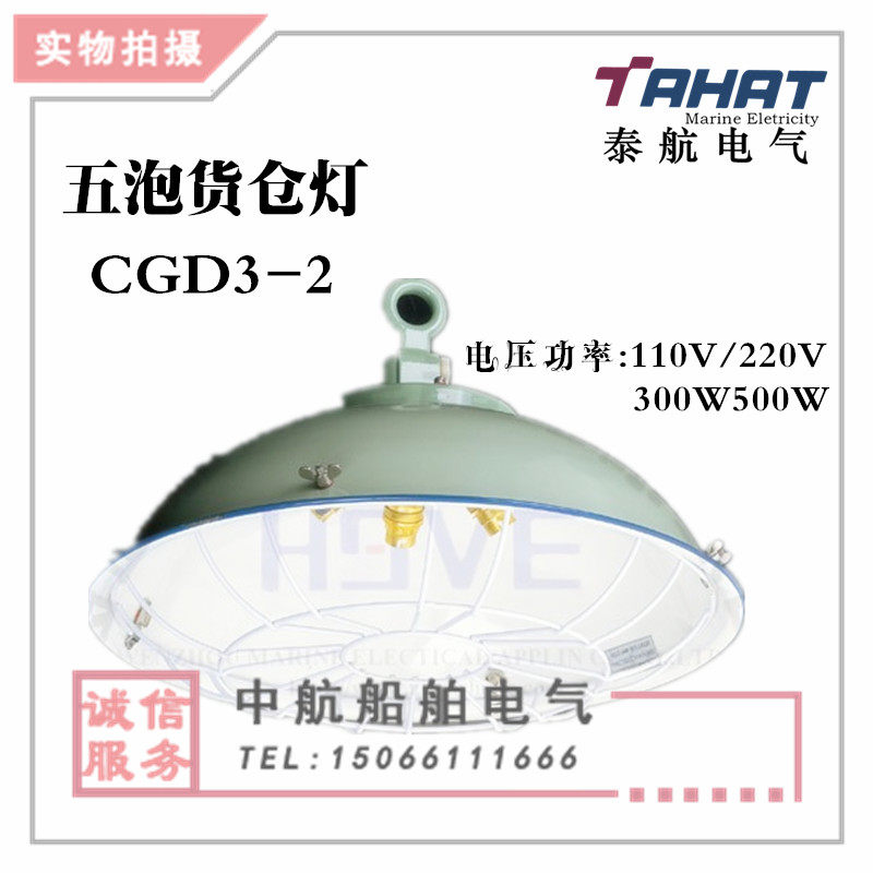 泰航 船用钢质五泡白炽货仓灯CGD3-2 5*60W带金属保护网灯座直销